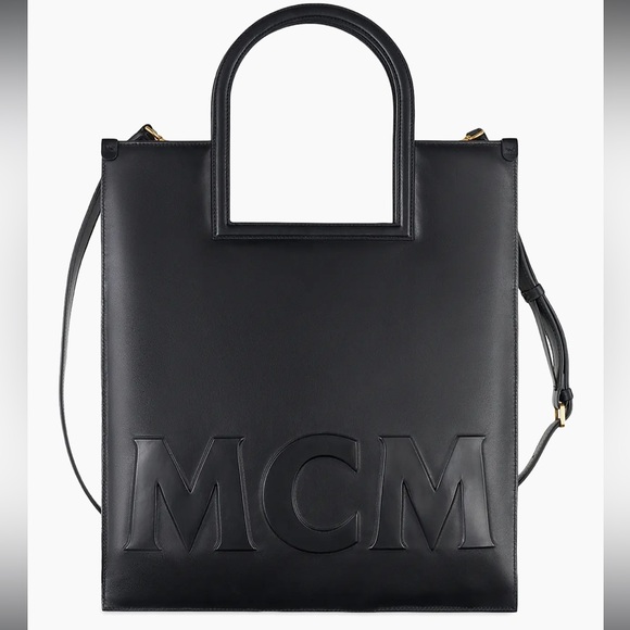 MCM Aren Medium Embossed Leather Tote Black NWT - Picture 14 of 16